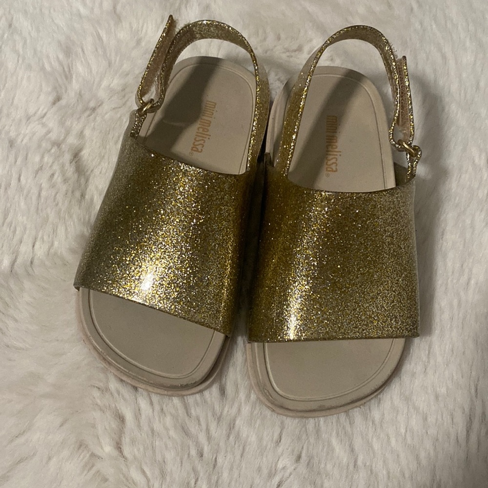 Mini Melissa gold glitter sandals